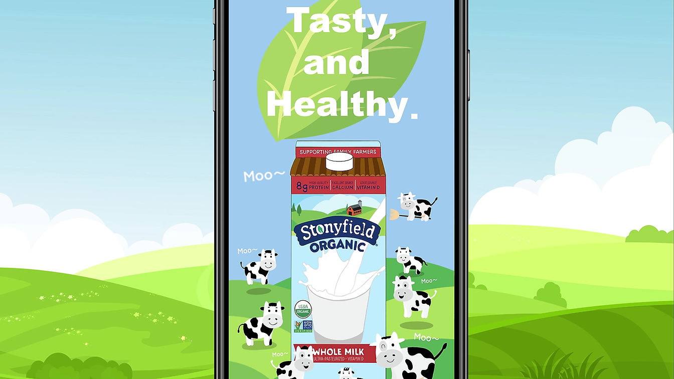 Stonyfield Milk App Cartoon Video Design